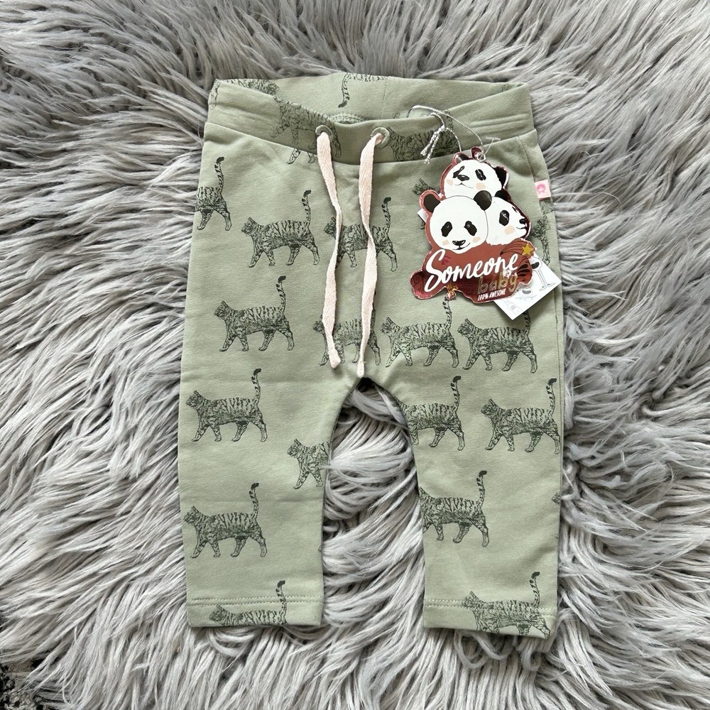 SOMEONE KIDS Girls Green All Over Cat Legging Size 6 Month